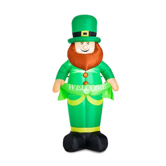 Glitzhome&#xAE; 8ft. Lighted St. Patrick&#x27;s Day Leprechaun Inflatable D&#xE9;cor